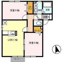 鴻池新田駅 徒歩21分 2階の物件間取画像